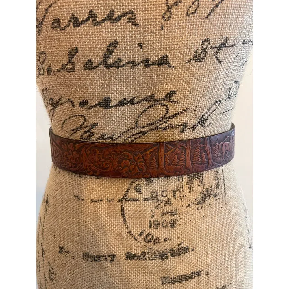 Leather Wyoming Belt Siskiyou Leather & Buckle Co 1982 Statehood 44th State